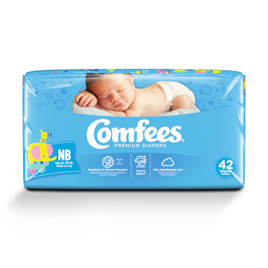 Diaper Newborn Unisex Comfees® Size 0 Disposable .. .  .  